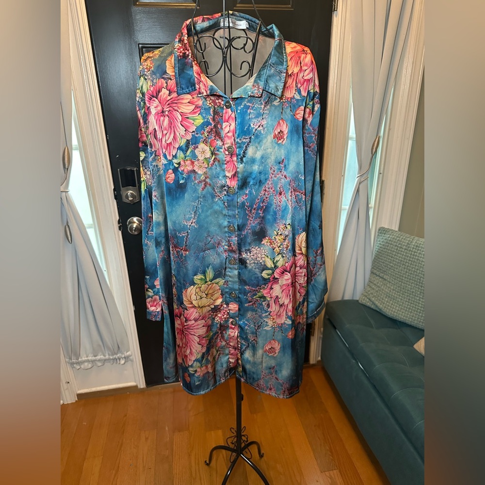 Floral Button-Up Shirt Dress